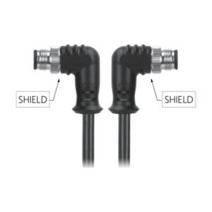 M12, A-Coded Male Right Angle Connector to Male Right Angle Connector Molded, Shielded Cable Available Pins 3, 4, 5, 8, 12, 1