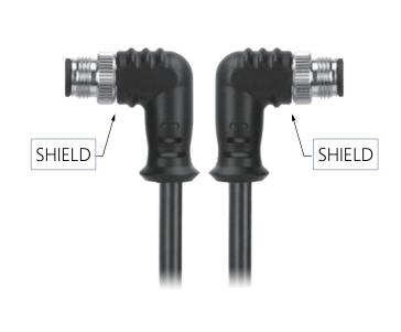 M12, A-Coded   Male Right Angle Connector to  Male Right Angle Connector Molded,  Shielded Cable Available Pins 3, 4, 5, 8, 12, 17, MR-YL121074