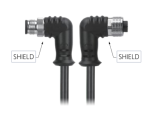 M12, A-Coded Male Right Angle Plug to Female Right Angle Socket Molded, Shielded Cable, Available Pins 3, 4, 5, 8, 12, 17, MR