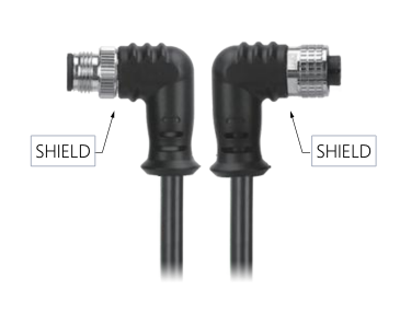 M12, A-Coded Male Right Angle Plug to Female Right Angle Socket Molded, Shielded Cable, Available Pins 3, 4, 5, 8, 12, 17, MR-YL121076
