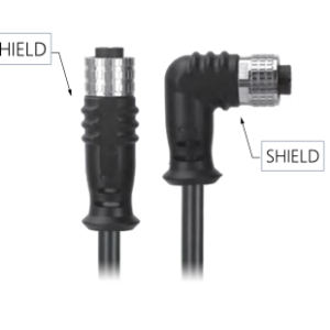 M12, Female Straight Connector to Female Right Angle Connector, Water Resistant Shielded Cable, MR-YL121078
