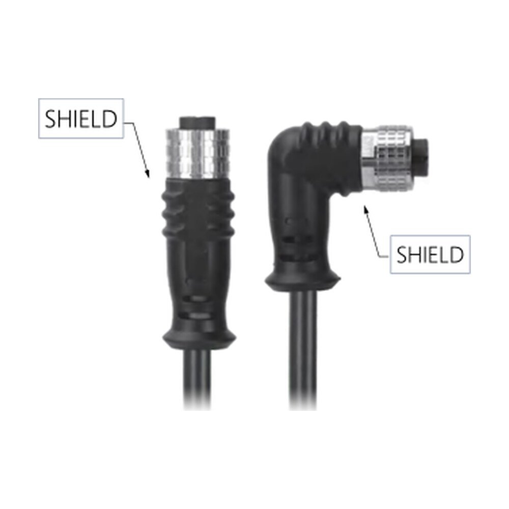 New M12, Female Straight Connector to Female Right Angle Connector, Water Resistant Shielded Cable, MR-YL121078
