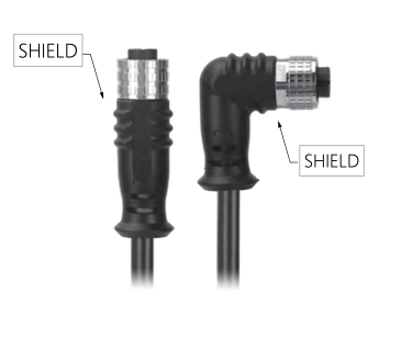New M12, Female Straight Connector to Female Right Angle Connector, Water Resistant Shielded Cable, MR-YL121078