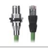 M12 Male Panel Mount to RJ45 Cable, M12 Right Angle 8 Pin X-Coded, Foil Shield, IP67/IP68