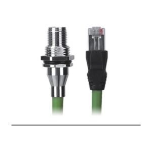 M12 Male Panel Mount to RJ45 Cable, M12 Right Angle 8 Pin X-Coded, Foil Shield, IP67/IP68