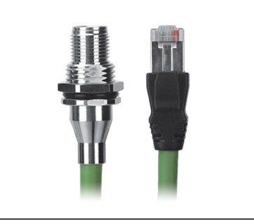 M12 Male Panel Mount to RJ45 Cable, M12 Right Angle 8 Pin X-Coded, Foil Shield, IP67/IP68