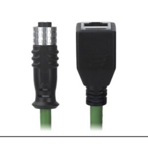 M12 Female to RJ45 Female Cable, M12, 4 Pin D-Coded, Foil Shield, IP67/IP68, MR-YL1245017