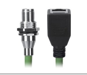 M12 Male Panel Mount to RJ45 Female Cable, M12, 8 Pin X-Coded, Foil Shield, IP67/IP68