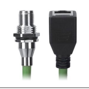 M12 Male Panel Mount to RJ45 Female Cable, M12, 8 Pin X-Coded, Foil Shield, IP67/IP68
