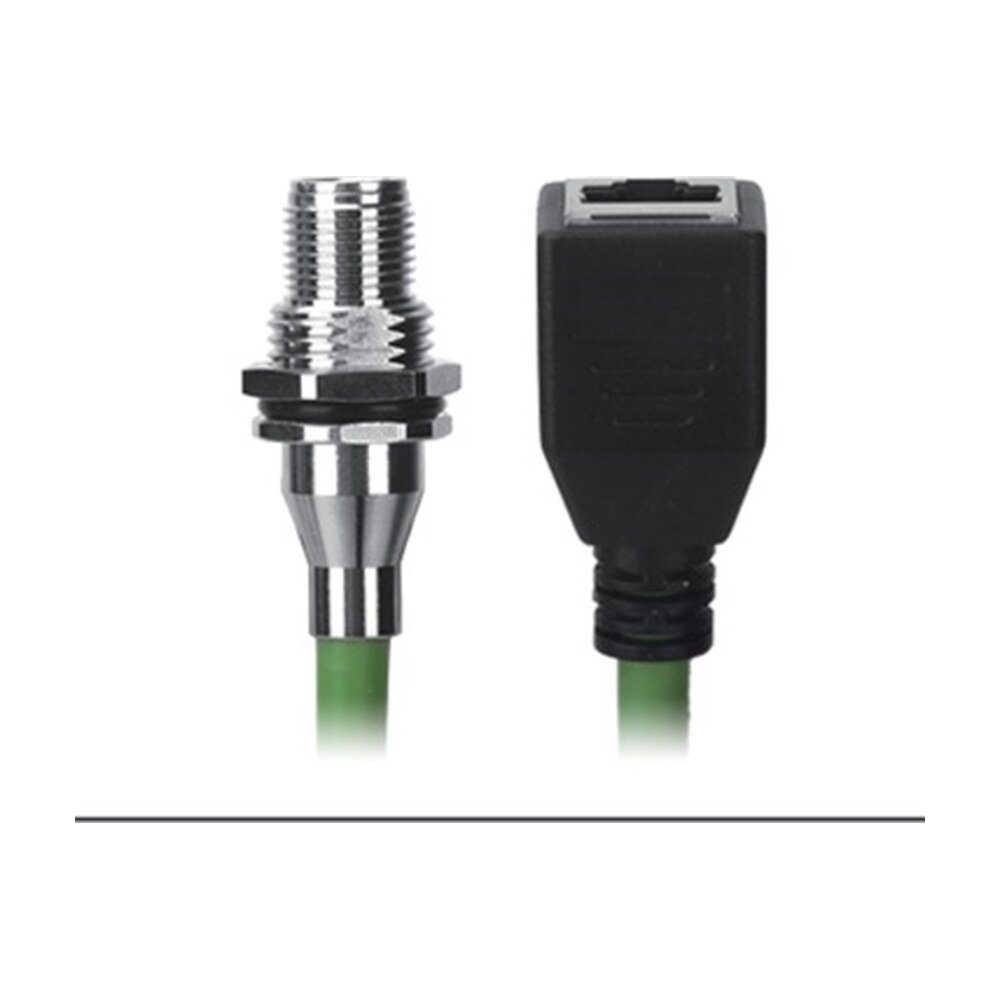 M12 Male Panel Mount to RJ45 Female Cable, M12, 8 Pin X-Coded, Foil Shield, IP67/IP68
