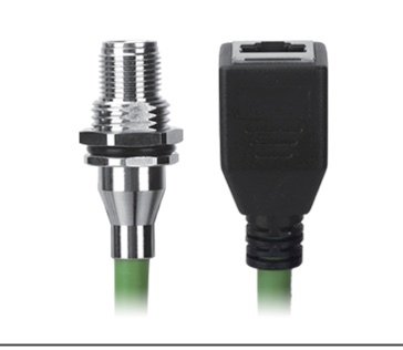 M12 Male Panel Mount to RJ45 Female Cable, M12, 8 Pin X-Coded, Foil Shield, IP67/IP68