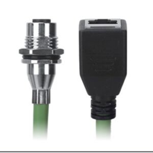 M12 Female Panel Mount to RJ45 Female Cable, M12 Right Angle 8 Pin X-Coded, Foil Shield, IP67/IP68, MR-YL1245028