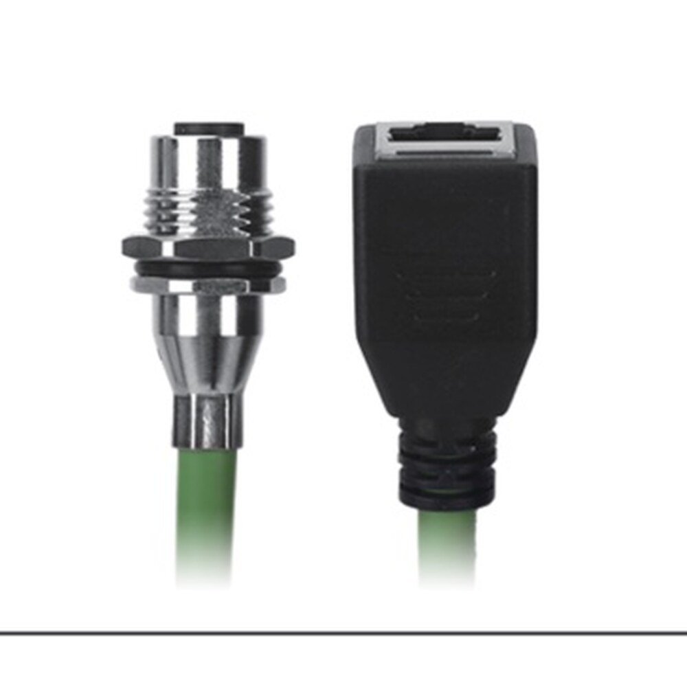 M12 Female Panel Mount to RJ45 Female Cable, M12 Right Angle 8 Pin X-Coded, Foil Shield, IP67/IP68, MR-YL1245028