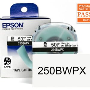 250BWPX** — Epson LabelWorks 50mm 2" x 26.2' Black on White PET Tape 8M