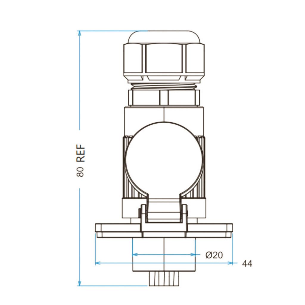 YA-20-J02SX-03-201, 2-Pin Female Panel Mount Waterproof Connector