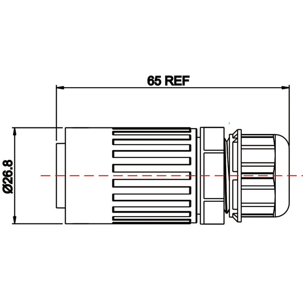 YA-20-J02PE-01-001, 2-Pin Female Cable Mount Waterproof Connector