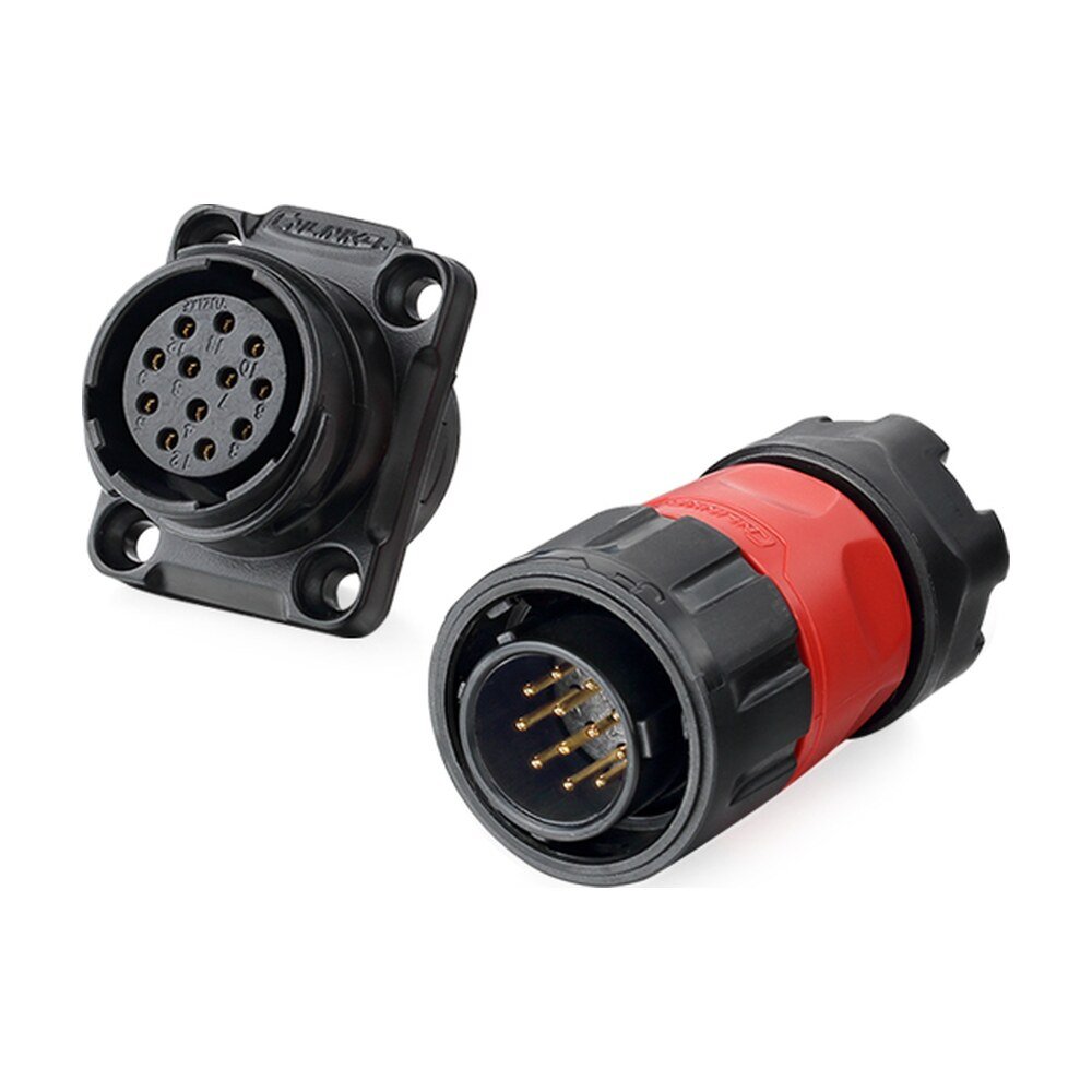 YM-20-J12SX-02-401, 12-Pin Female Panel Mount Waterproof Connector