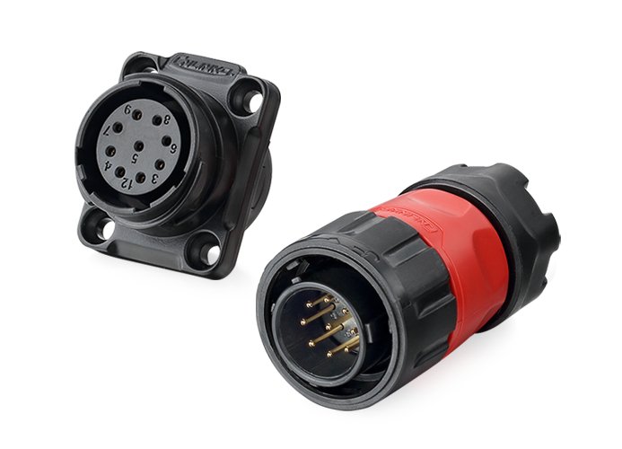 YM-20-J09SX-01-001, 9-Pin Female Panel Mount Waterproof Connector