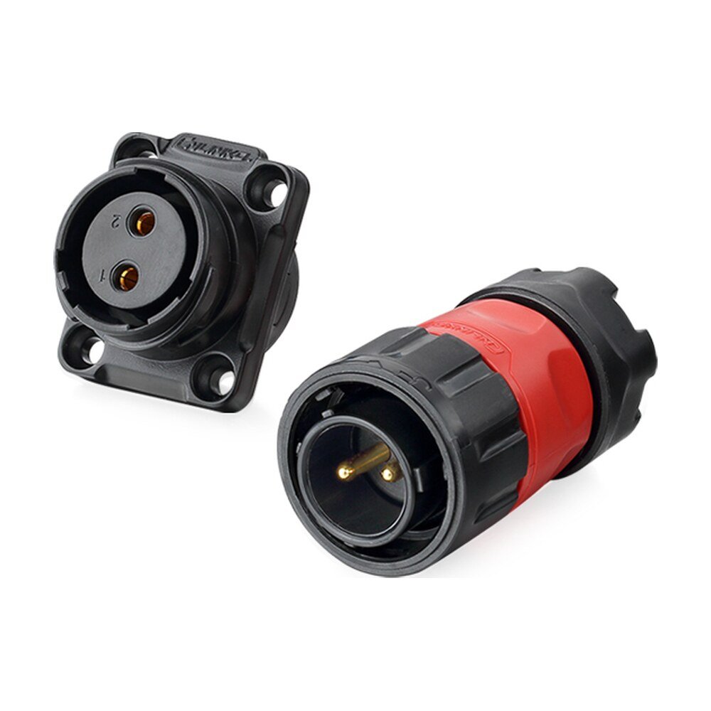 YM-20-J02SX-02-401, 2-Pin Female Panel Mount Waterproof Connector
