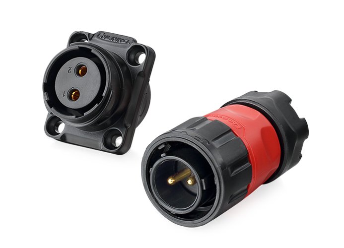 YM-20-J02SX-01-001, 2-Pin Female Panel Mount Waterproof Connector