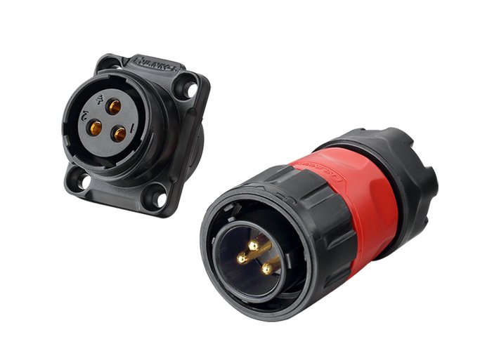 YM-20-J03SX-01-001, 3-Pin Female Panel Mount Waterproof Connector