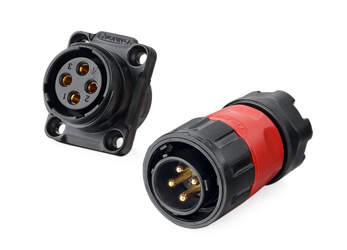 YM-20-J04SX-01-001, 4-Pin Female Panel Mount Waterproof Connector