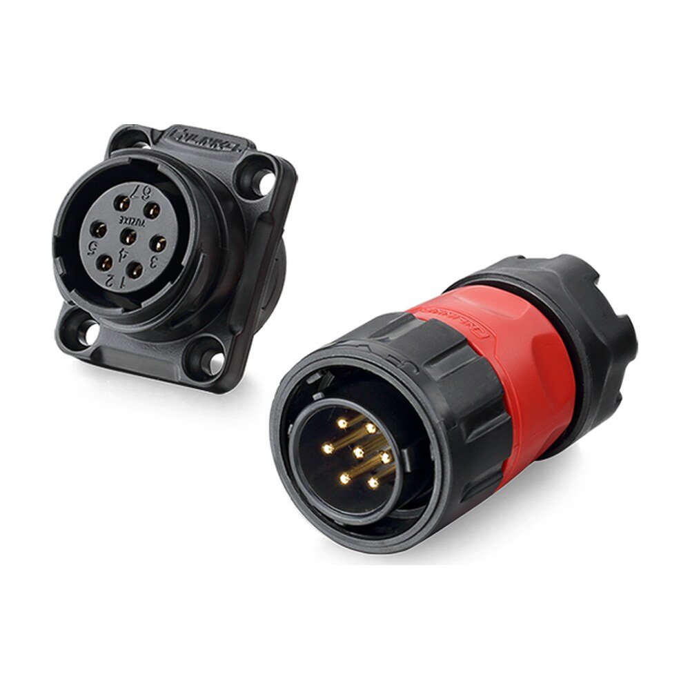 YM-20-J07SX-02-401, 7-Pin Female Panel Mount Waterproof Connector