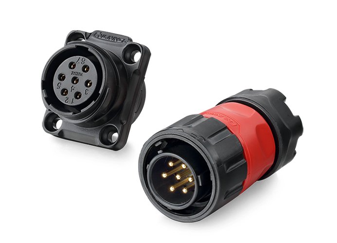 YM-20-J07SX-01-001, 7-Pin Female Panel Mount Waterproof Connector