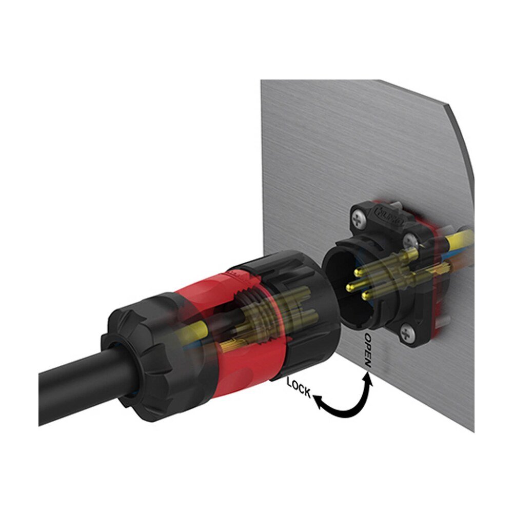 YM-20-C02SX-02-401, 2-Pin Male Panel Mount Waterproof Connector