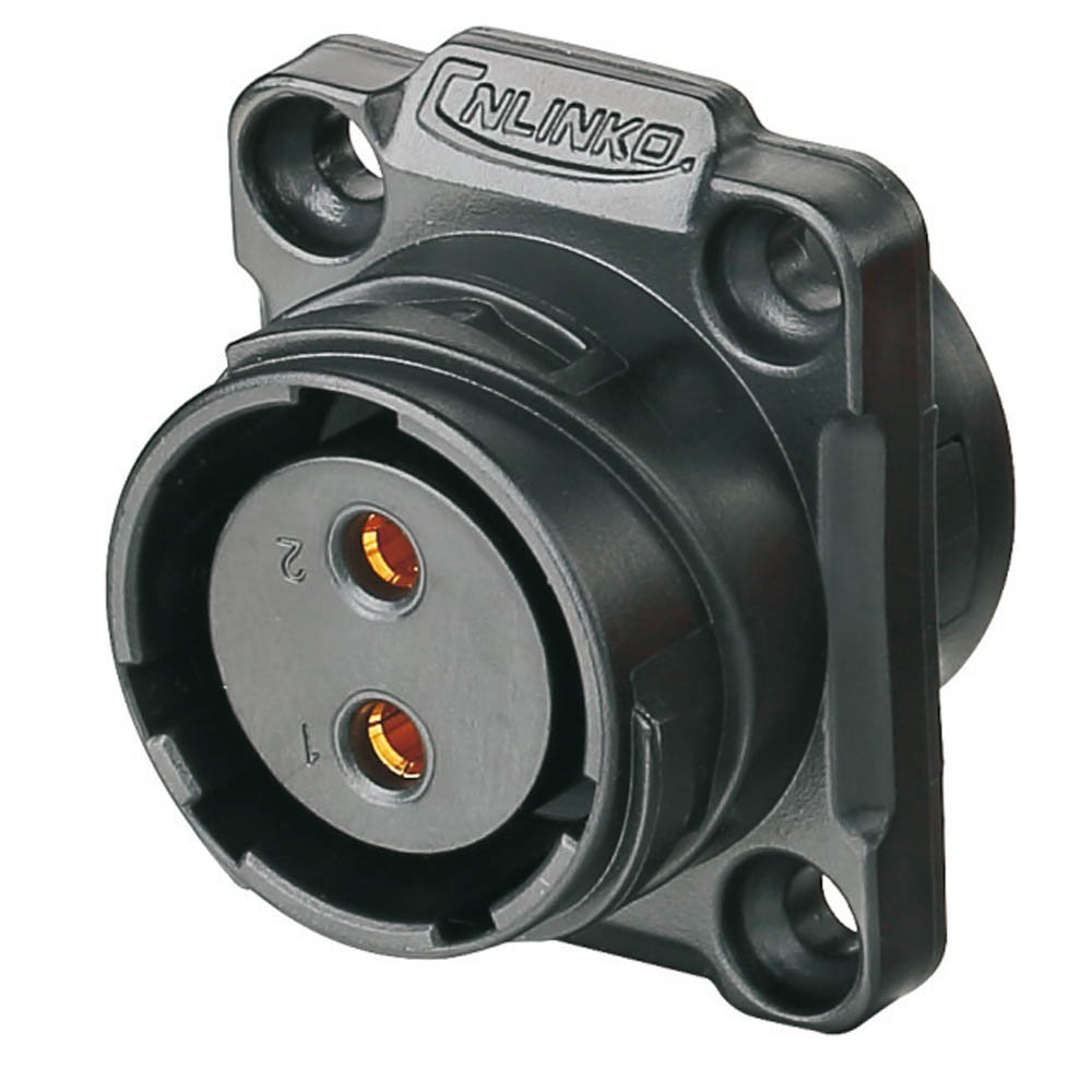 YM-20-J02SX-01-001, 2-Pin Female Panel Mount Waterproof Connector