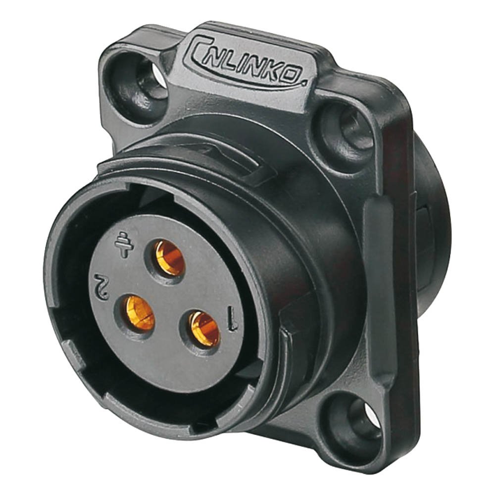 YM-20-J03SX-01-001, 3-Pin Female Panel Mount Waterproof Connector