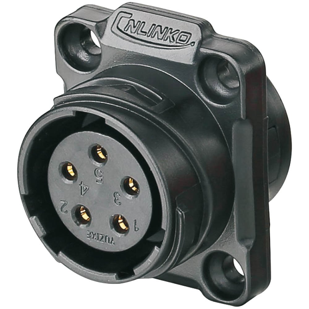YM-20-J05SX-01-001, 5-Pin Female Panel Mount Waterproof Connector