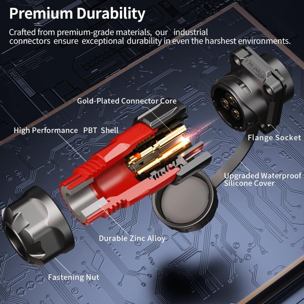 YM-20-C03PE-01-001, 3-Pin Male Cable Mount Waterproof Connector