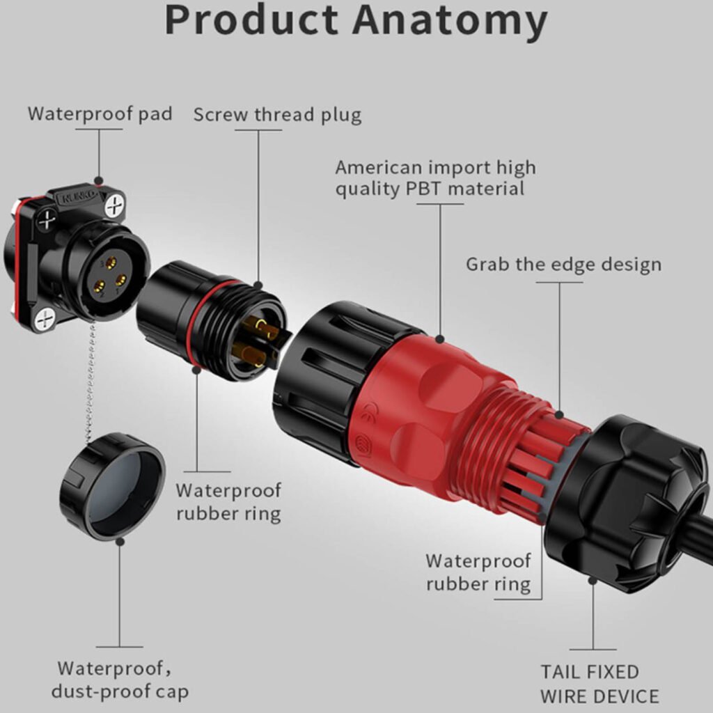YM-20-C07PE-01-001, 7-Pin Male Cable Mount Waterproof Connector