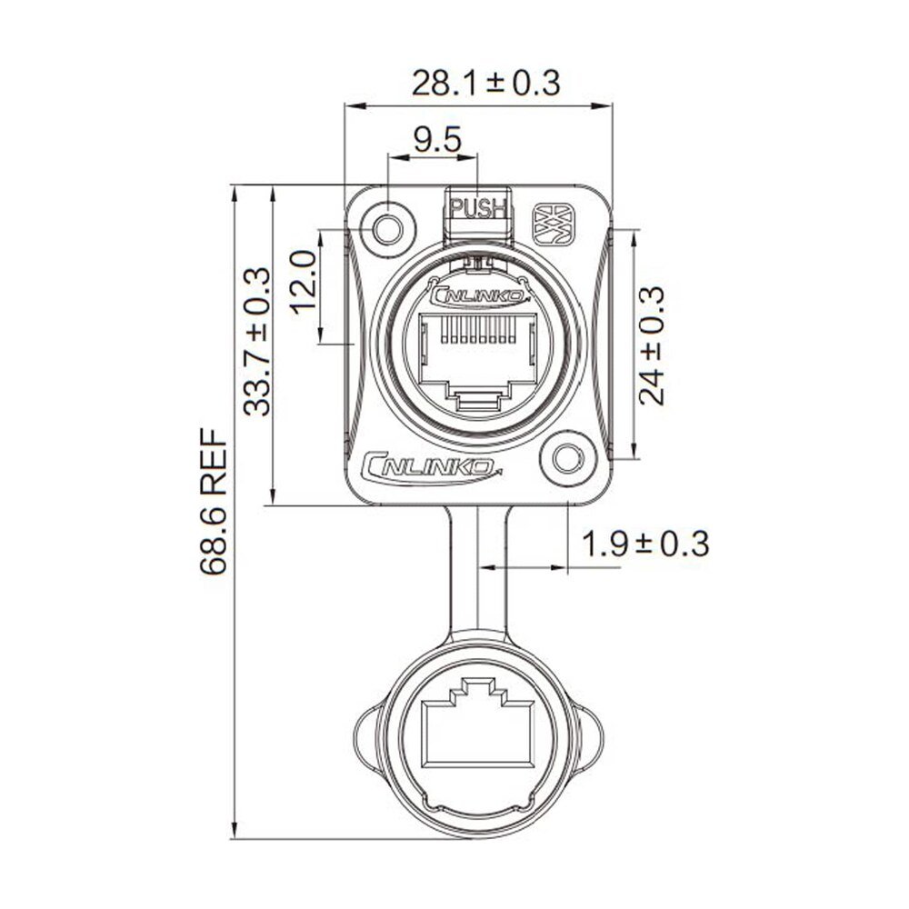 YT-RJ45-JSX-16-001 — Industrial RJ45 Connector