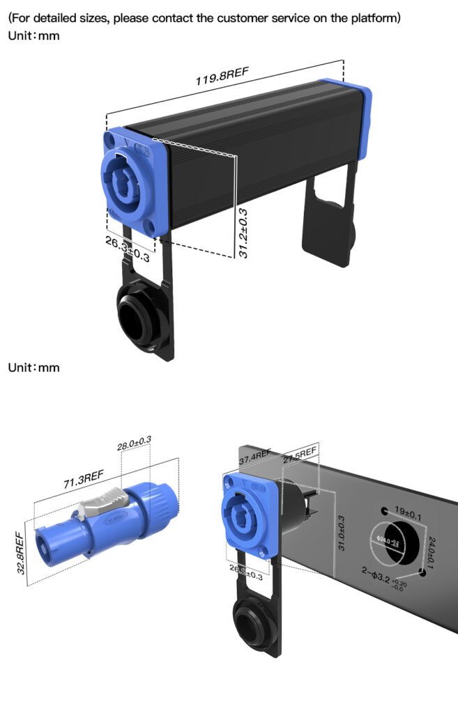 YF-24-C03SX-02-001, 3-Pin Male Panel Mount Waterproof Connector