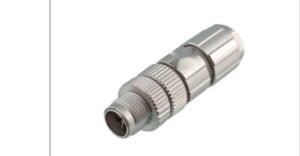 M12 8-Pin X-Coded Straight Male Connector, Crimp Termination, Metal Shielded, PG9