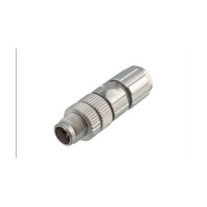 M12 8-Pin X-Coded Straight Male Connector, Crimp Termination, Metal Shielded, PG9