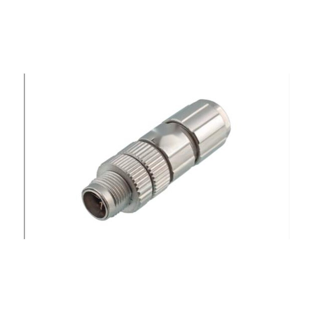 M12 8-Pin X-Coded Straight Male Connector, Crimp Termination, Metal Shielded, PG9