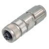 M12 8-Pin X-Coded Straight Female Connector, Solder Termination, Metal Shielded, PG9 Cable Gland