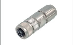 M12 8-Pin X-Coded Straight Female Connector, Solder Termination, Metal Shielded, PG9 Cable Gland