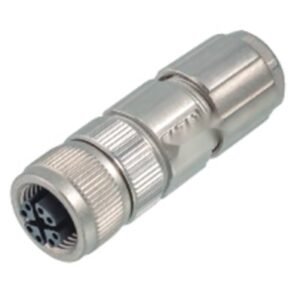 M12 8-Pin X-Coded Straight Female Connector, Solder Termination, Metal Shielded, PG9 Cable Gland