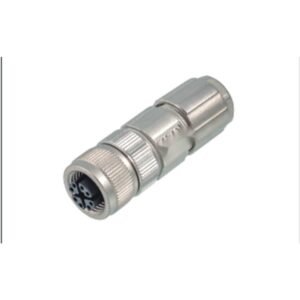 M12 8-Pin X-Coded Straight Female Connector, Solder Termination, Metal Shielded, PG9 Cable Gland