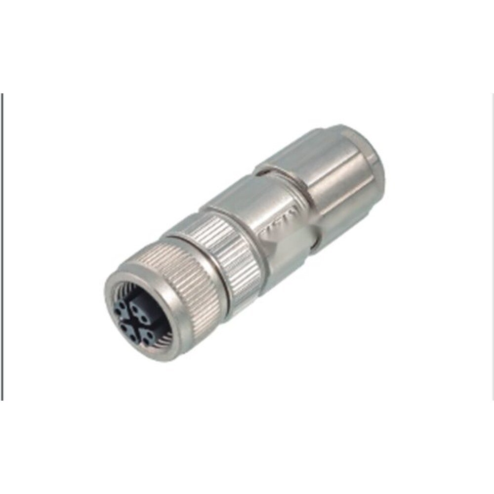 M12 8-Pin X-Coded Straight Female Connector, Solder Termination, Metal Shielded, PG9 Cable Gland