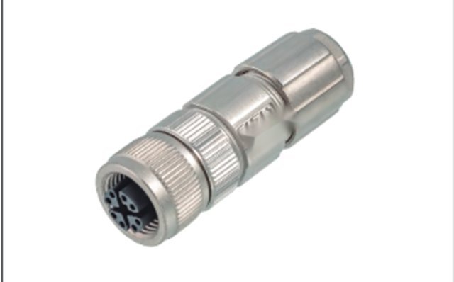 M12 8-Pin X-Coded Straight Female Connector, Solder Termination, Metal Shielded, PG9 Cable Gland