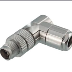 M12 8-Pin X-Coded Angled Male Connector, Solder Termination, Metal Shielded, PG9 Cable Gland