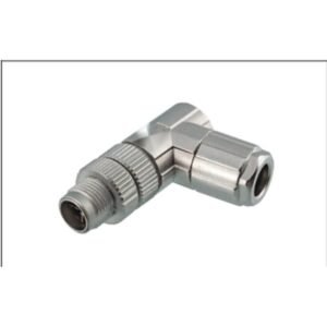 M12 8-Pin X-Coded Angled Male Connector, Solder Termination, Metal Shielded, PG9 Cable Gland