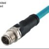 M12 8-Pin X-Coded Straight Male Connector, Overmolded, Shielded