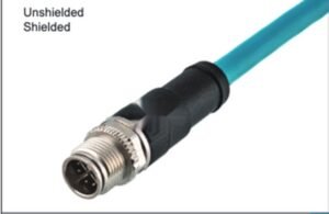 M12 8-Pin X-Coded Straight Male Connector, Overmolded, Shielded