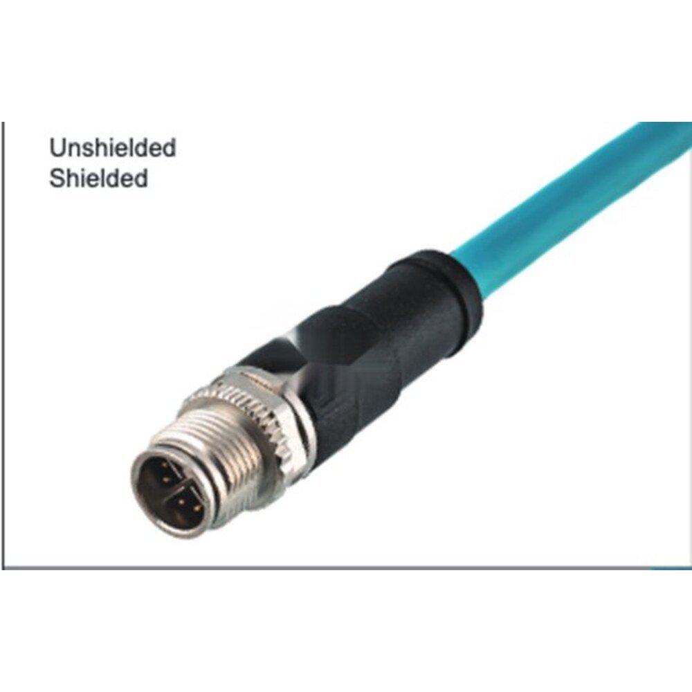 M12 8-Pin X-Coded Straight Male Connector, Overmolded, Shielded